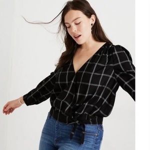 Madewell Tops - NWT Madewell Wrap Top in Windowpane Plus Size XXL Madewell Tops - NWT Madewell Wrap Top in Windowpane Plus Size XXL
